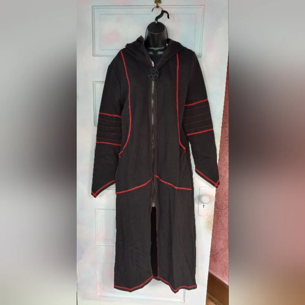 Killstar unisex occult robe hooded jacket duster w/red stitching goth- SOLD@host - Picture 4 of 13